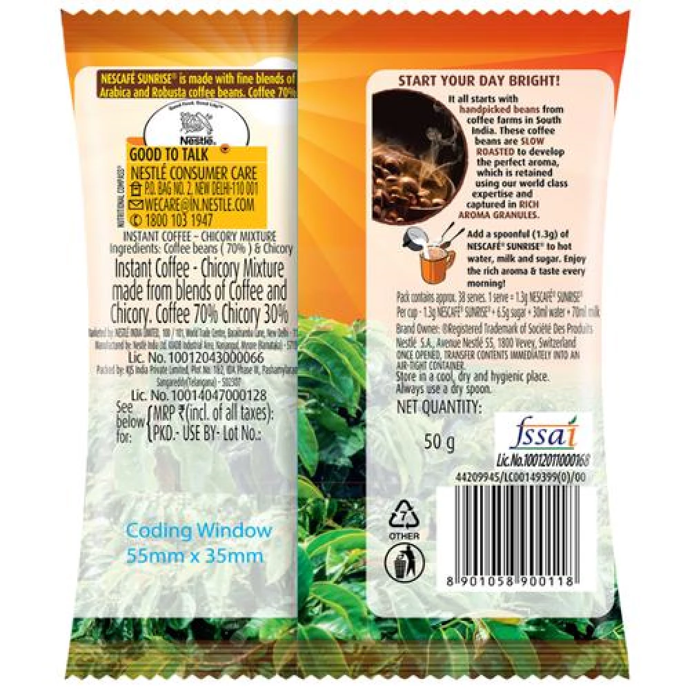 Nescafe  Sunrise Instant Coffee - Chicory Mixture, 50 g-2.webp